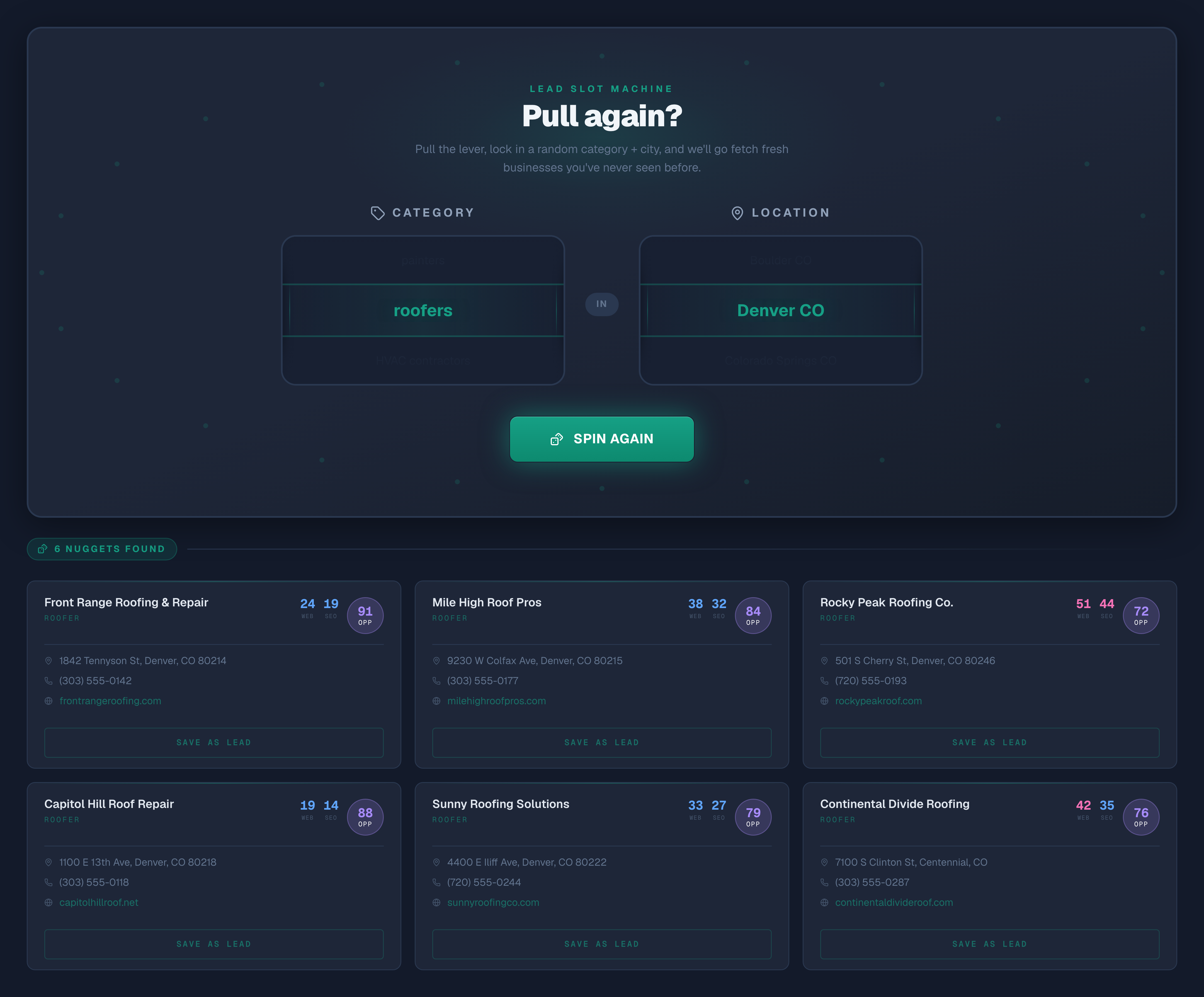 ClientJam lead slot machine